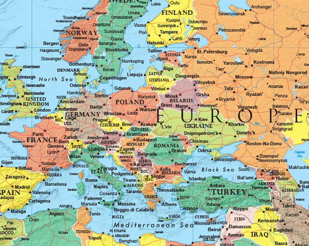 Swiftmaps 32" x 50" RMC Large World Wall Map Poster - Laminated Rolled (32x50 Signature World)