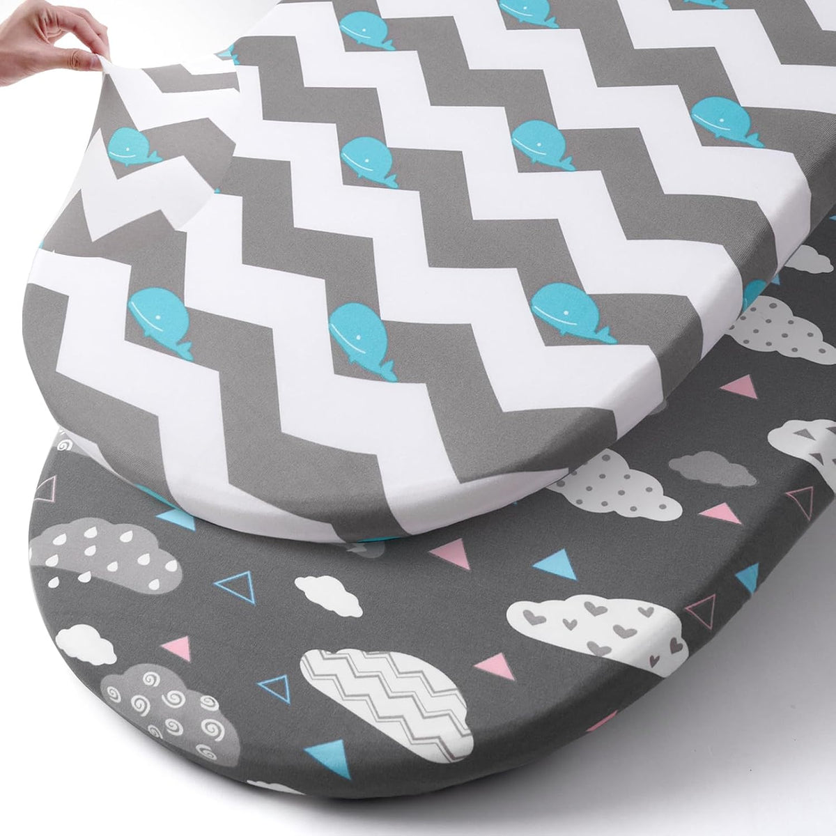Pack n Play Sheets, BROLEX 2 Pack Mini Crib Sheets,Stretchy Portable Fitted Playard Sheet Set, Convertible Playard Mattress Cover,Ultra Soft Breathable Material,Elephant Whale