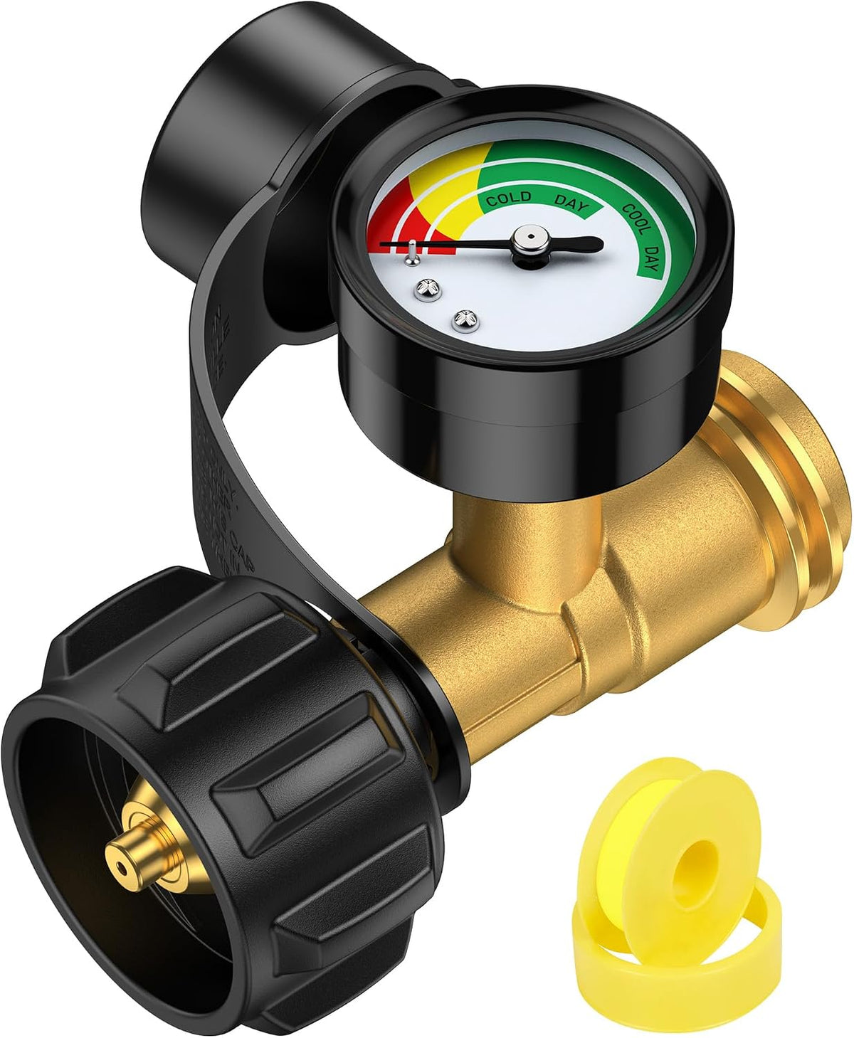 GasXpert Propane Tank Gauge Level Indicator, Gas Grill Gauge for 5-40lbs Propane Tank, Upgraded 3 Temperatures Scale, Color-Coded Propane Gauge for Grill, Heater, Fryer, Camper
