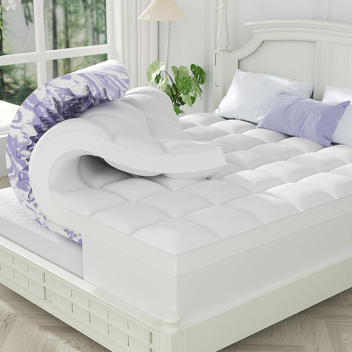 ChiXpace Dual Layer 4 Inch Memory Foam Mattress Topper Queen
