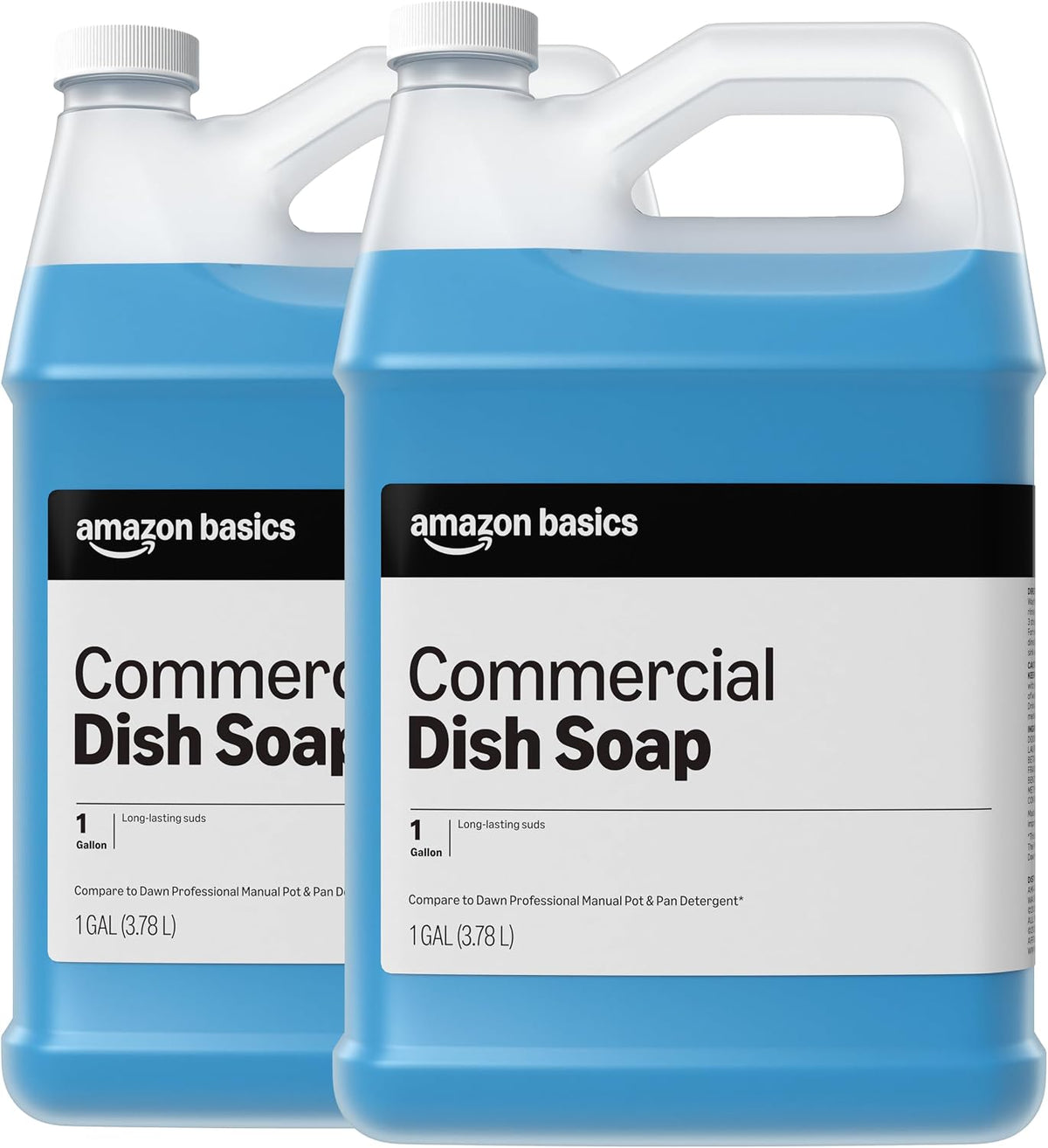 Amazon Basics Commercial Liquid Dish Soap, Long-Lasting Suds, Concentrated Formula, 1 Gallon, Pack of 2