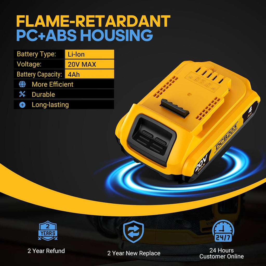 4Ah Replacement Compatible for Dewalt 20V MAX Battery with High Capacity