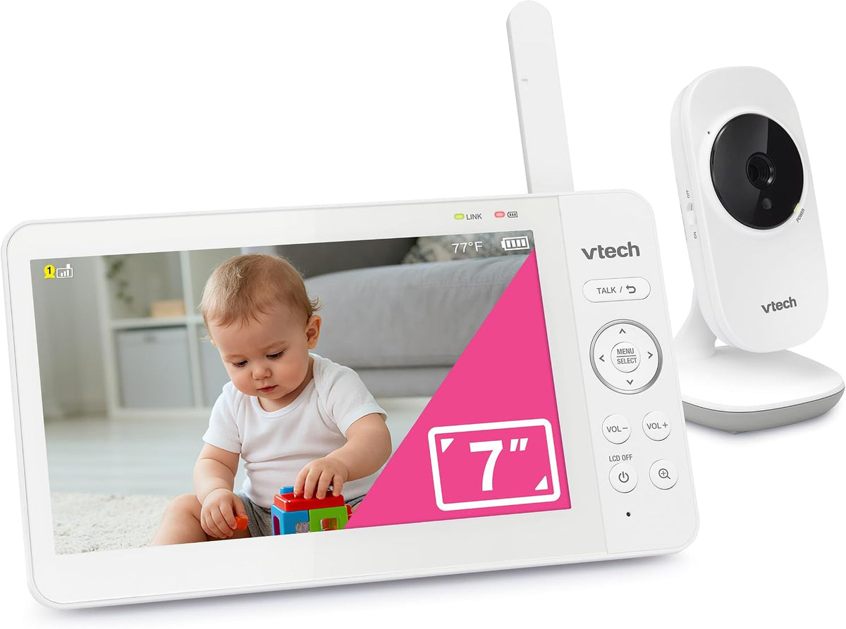VTech Baby Monitor No WiFi – 19Hr Video Battery, 1000ft Range, Night Vision, Two-Way Talk, Temperature Sensor, Sound-Activated Screen, Lullabies | VM819
