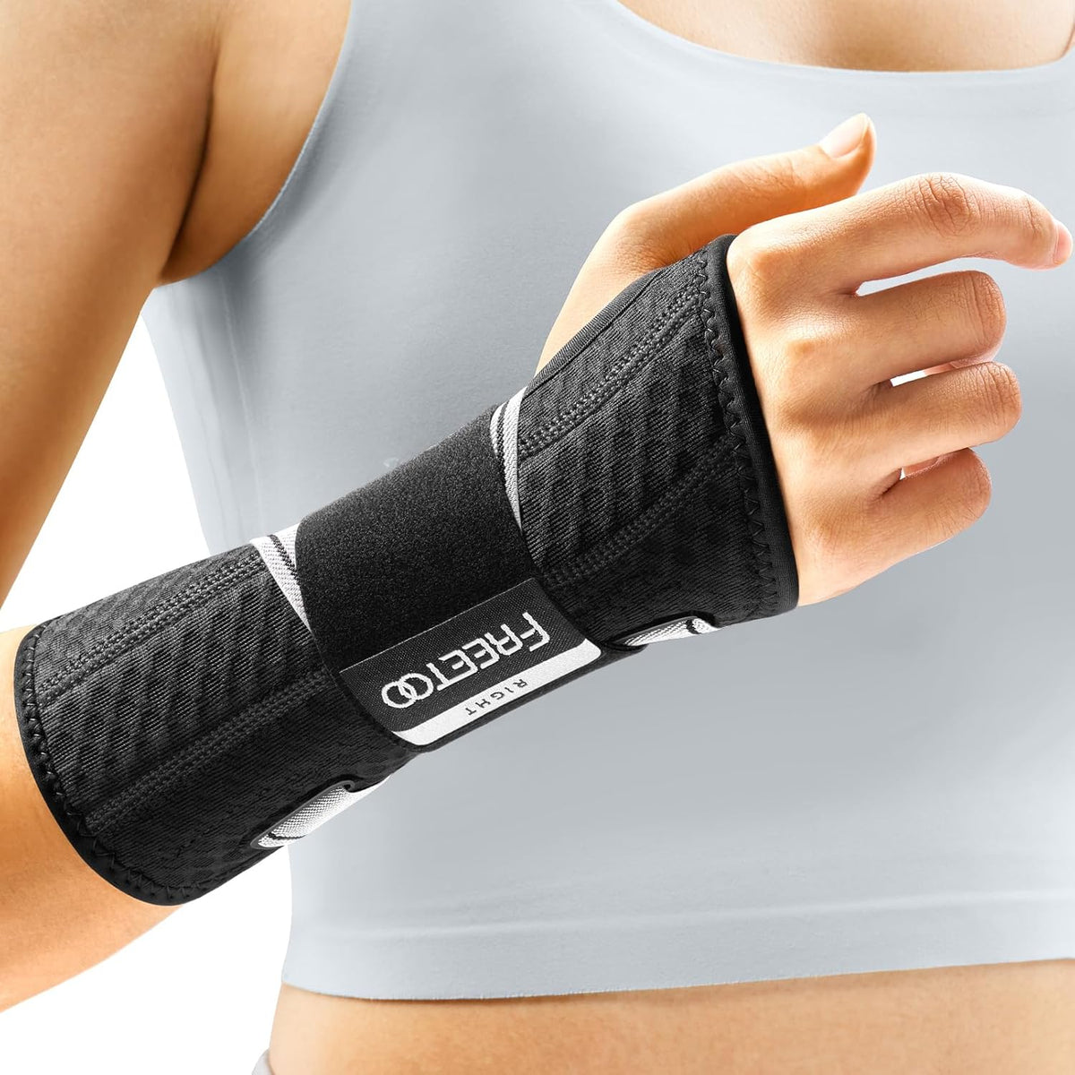 FREETOO Carpal Tunnel Wrist Brace Night Support.Pink,Right Hand,S/M