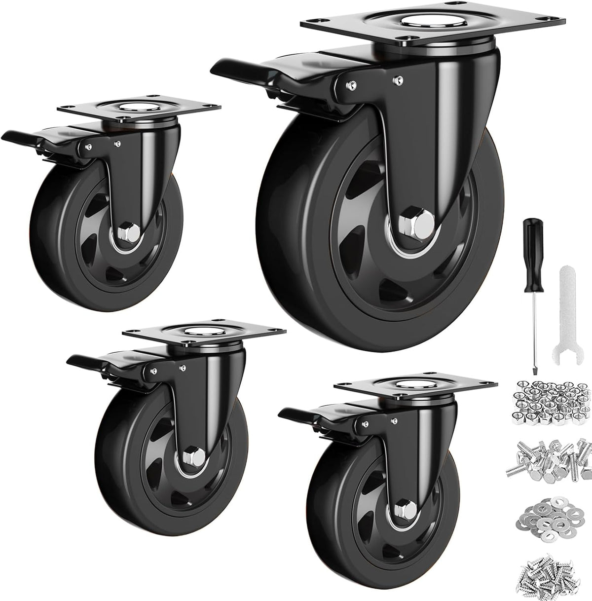 YUPEZOP 4 Inch Caster Wheels, Casters Set of 4 Heavy Duty with Brake
