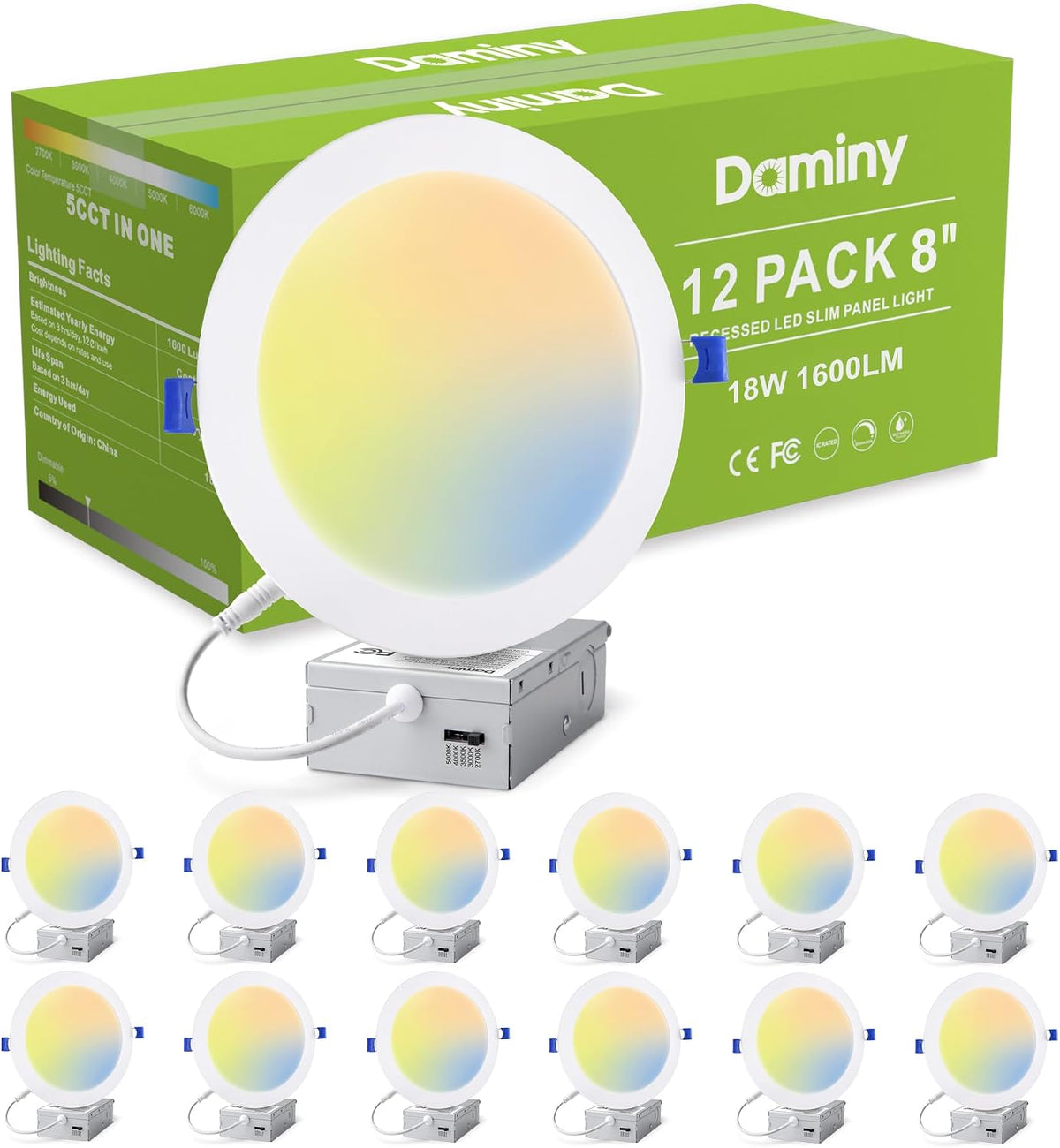 DAMINY 12 Pack 6 Inch LED Recessed Lighting, Canless Wafer Downlight