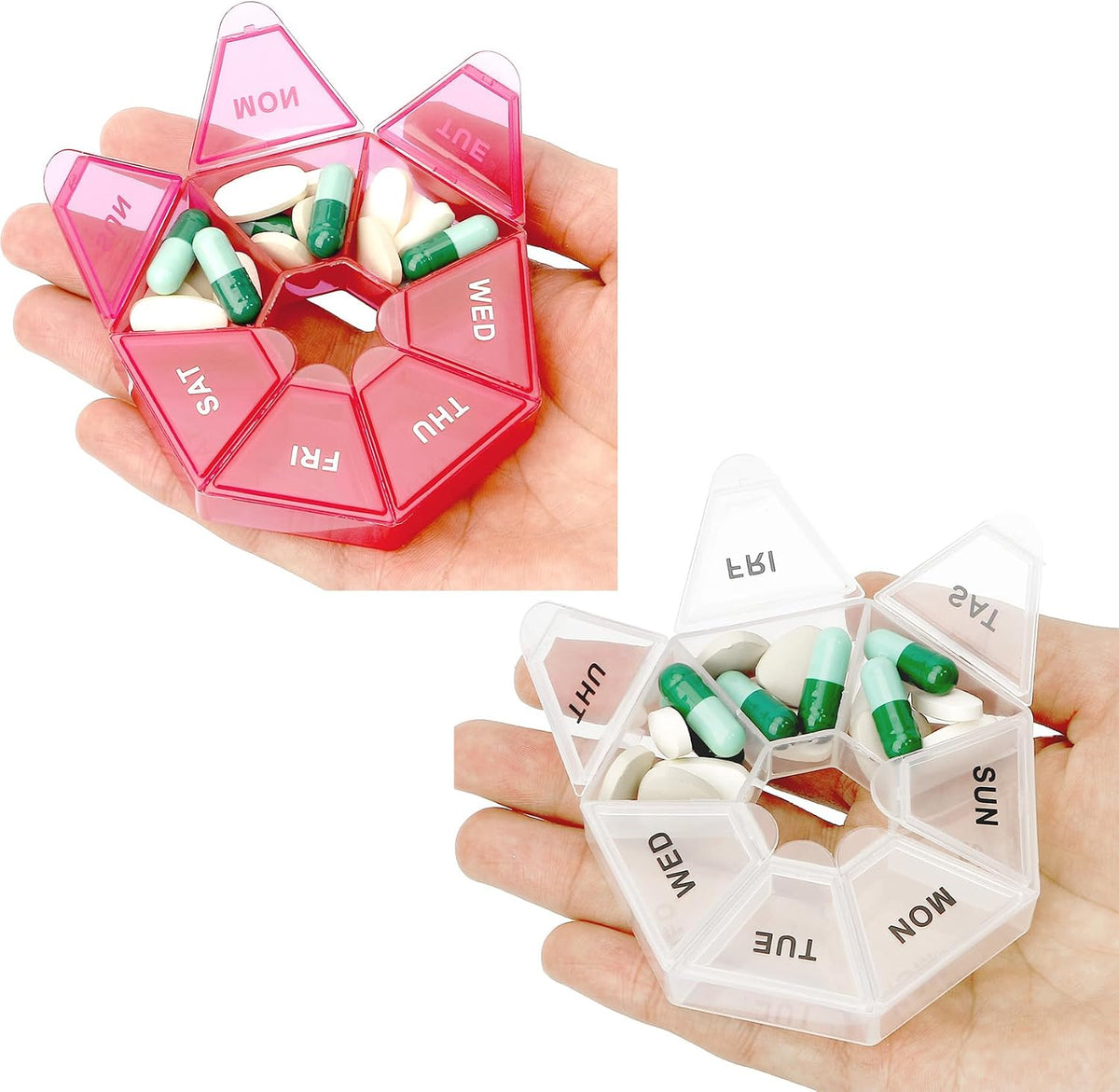 Pill Organizer, Pill Box, Small Pill Case, Medicine Pill Organizer 1 Time a Day, Weekly Pill Organizer, Pill Container, Pill Holder, Daily Pill Organizer Travel Pill Organizer 7 Day (Black)