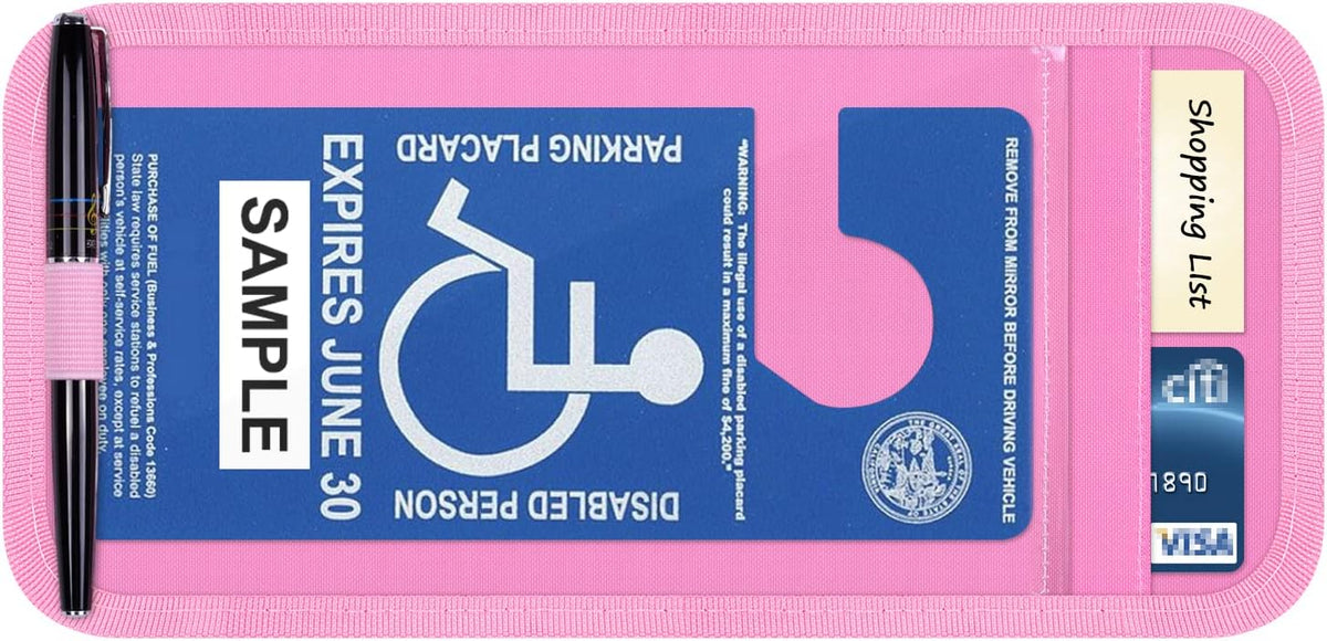 Handicap Placard Holder for Auto, Car Sun Visor Disabled Parking Tag, Black