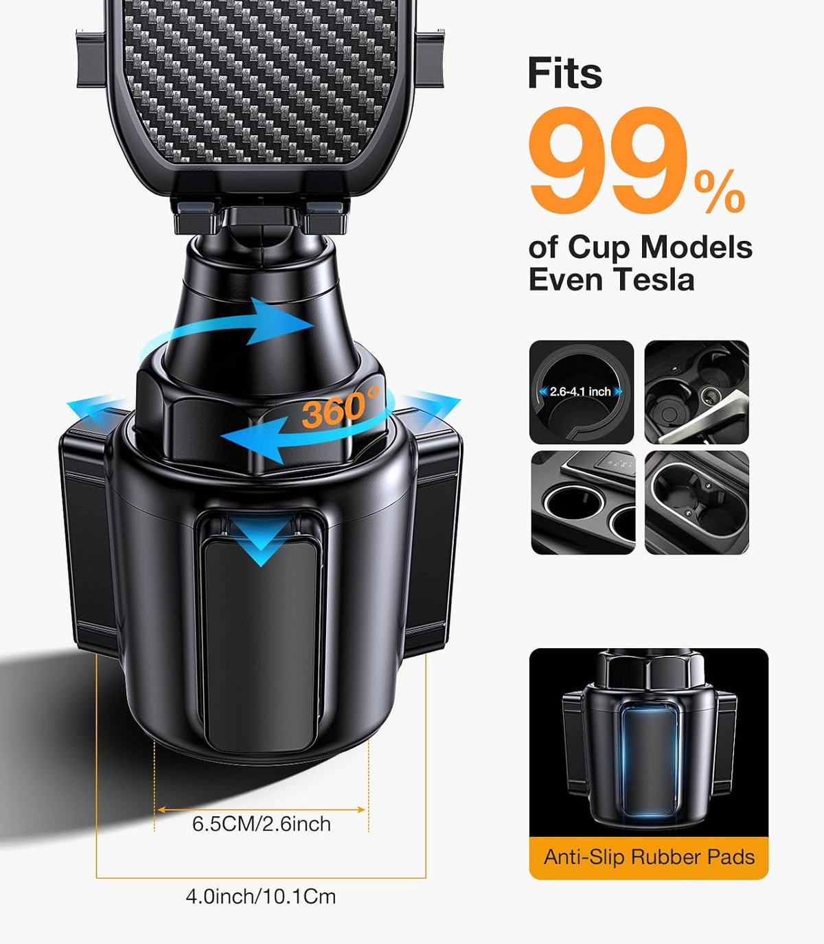 Coolpow Cup Holder Phone Holder for Car Phone Holder Cup Holder Phone Mount【Ultra Stable & Never Shake】Phone Holders for Your Car Cupholder Cell Phone Car Mount for iPhone 17 16 All 4"-7" Smartphones