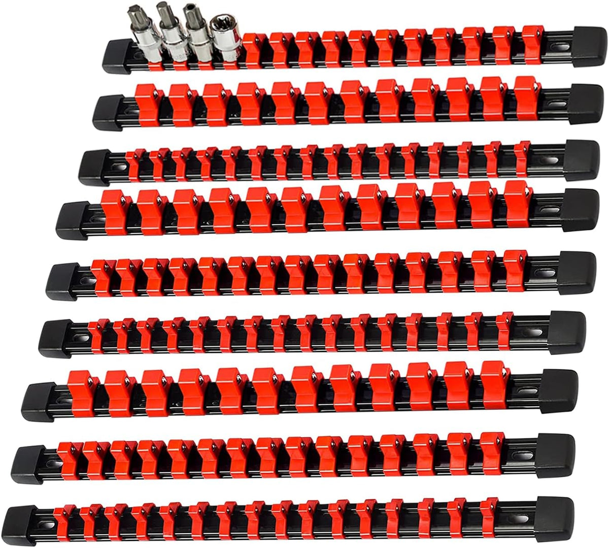 AMM 9PCS Socket organizer, 1/4" 3/8" 1/2" Drive Heavy duty socket holder