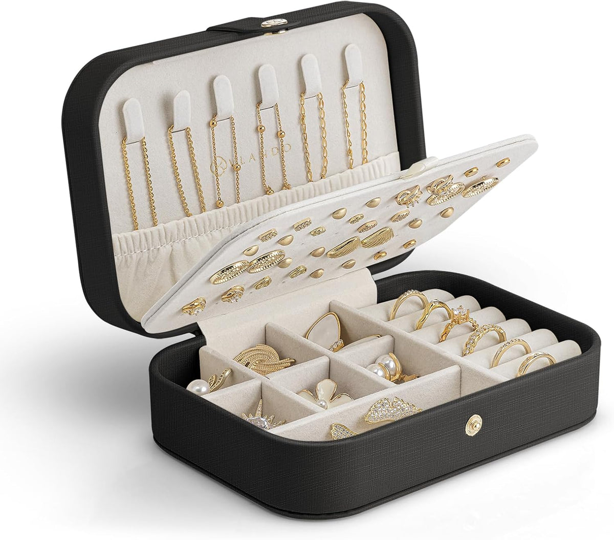 VLANDO Travel Jewelry Case, Portable Jewelry Earring Box Organizer