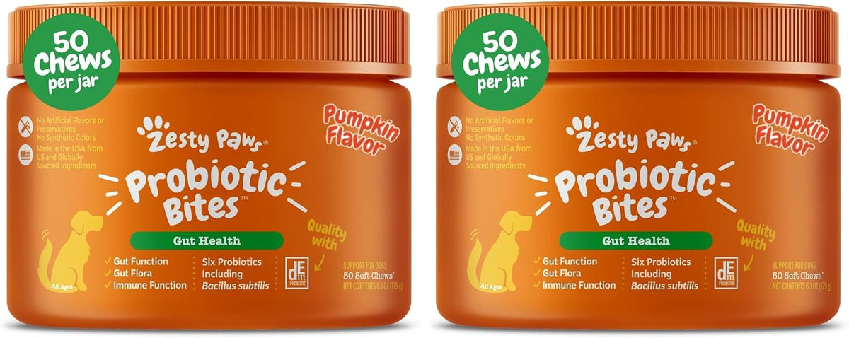 Zesty Paws Probiotics for Dogs - Gut Health for Dogs, Pumpkin, 90 Ct