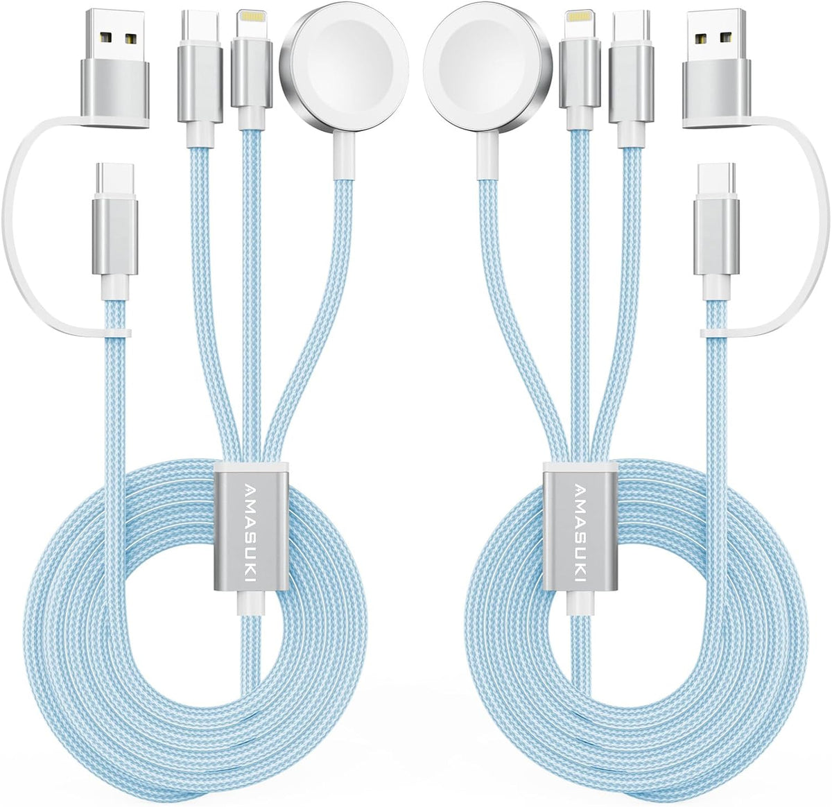 Travel Essentials,3 in 2 USB C Cable for Apple Watch Charger,iPhone Charger,Multi Charging Cable,Cruise Vacation Camping Essentials for iWatch Series 11-2/Ultra,iPhone 17-12,Car Accessories,Grey-6FT