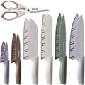 Astercook Knife Set, 13 Pieces Kitchen Knives Set with Healthy Anti-Rust Coating, Dishwasher Safe, Stainless Steel Chef Knife Sets with 6 Blade Guards, Perfect Holiday Gifts for Kitchen