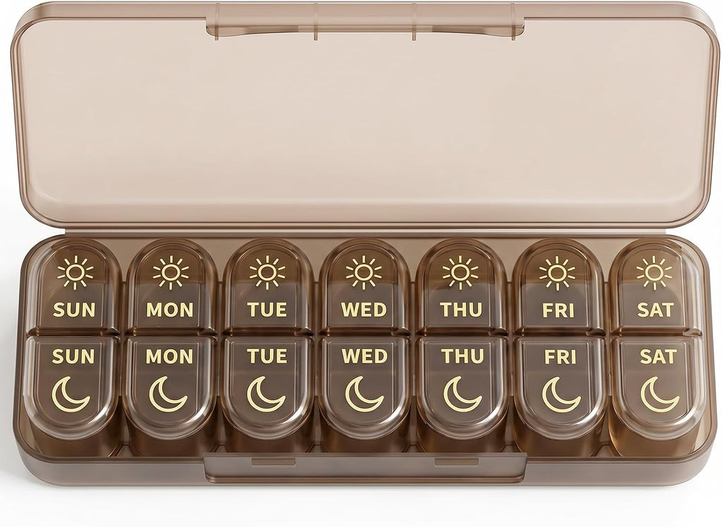 Odaro Weekly AM PM Pill Organizer 2 Times a Day, Removable Trays, Black