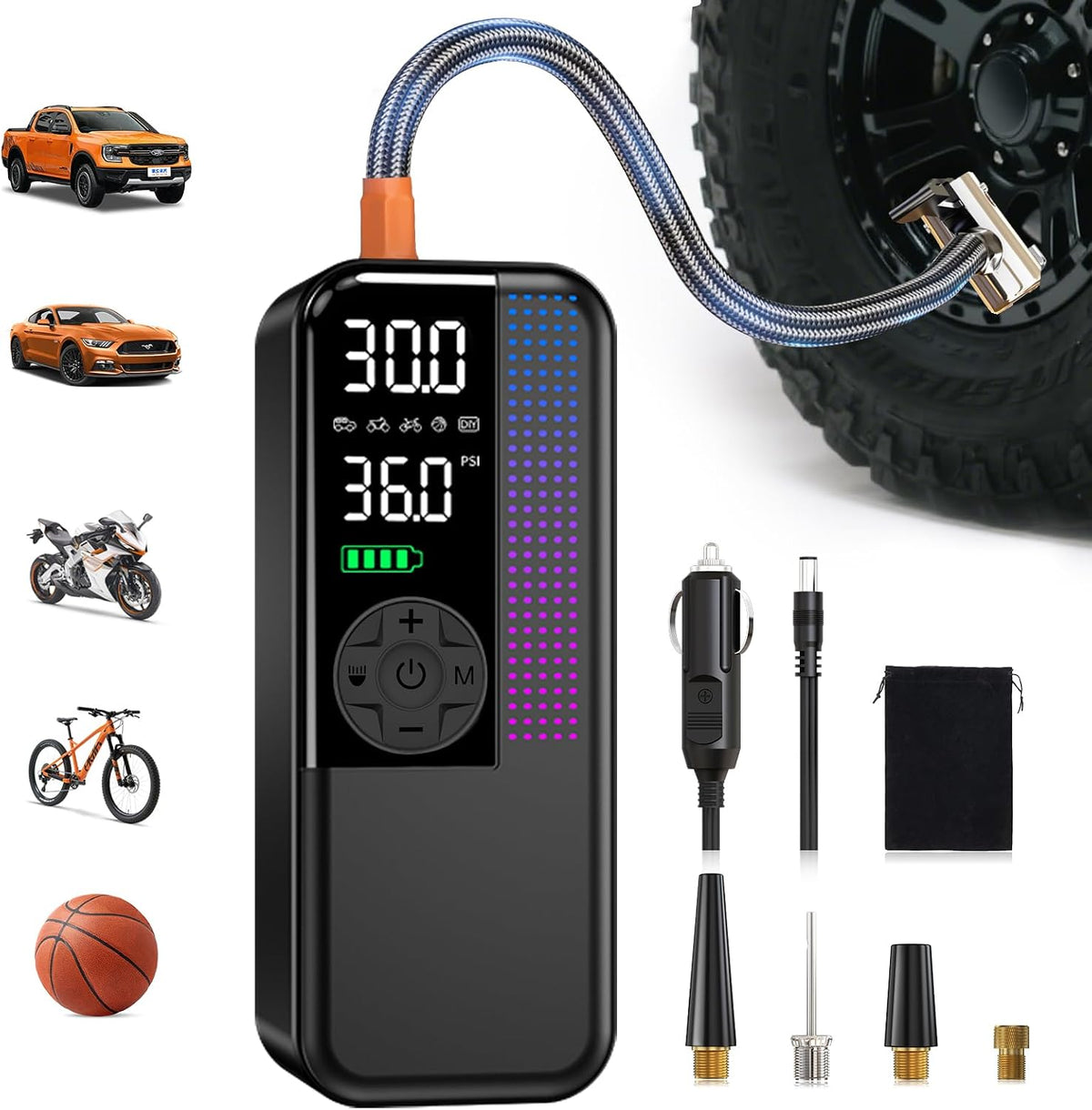 WEOLULI Tire Inflator Portable Air Compressor, 150 PSI Cordless Air Pump