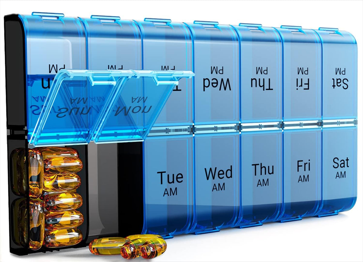 Extra Large Pill Organizer 2 Times a Day，Made for Seniors & High-Dose Users