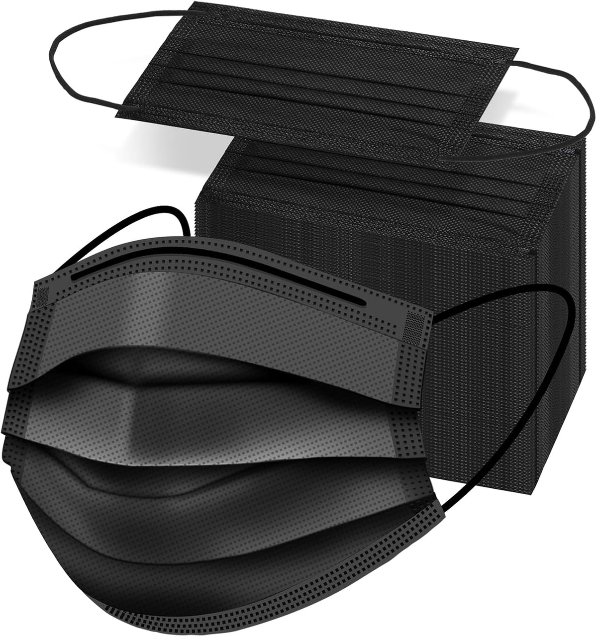ZTANPS 50PCS Disposable Face Masks, Black Masks, 3 Layer Protection Black Disposable Face Masks