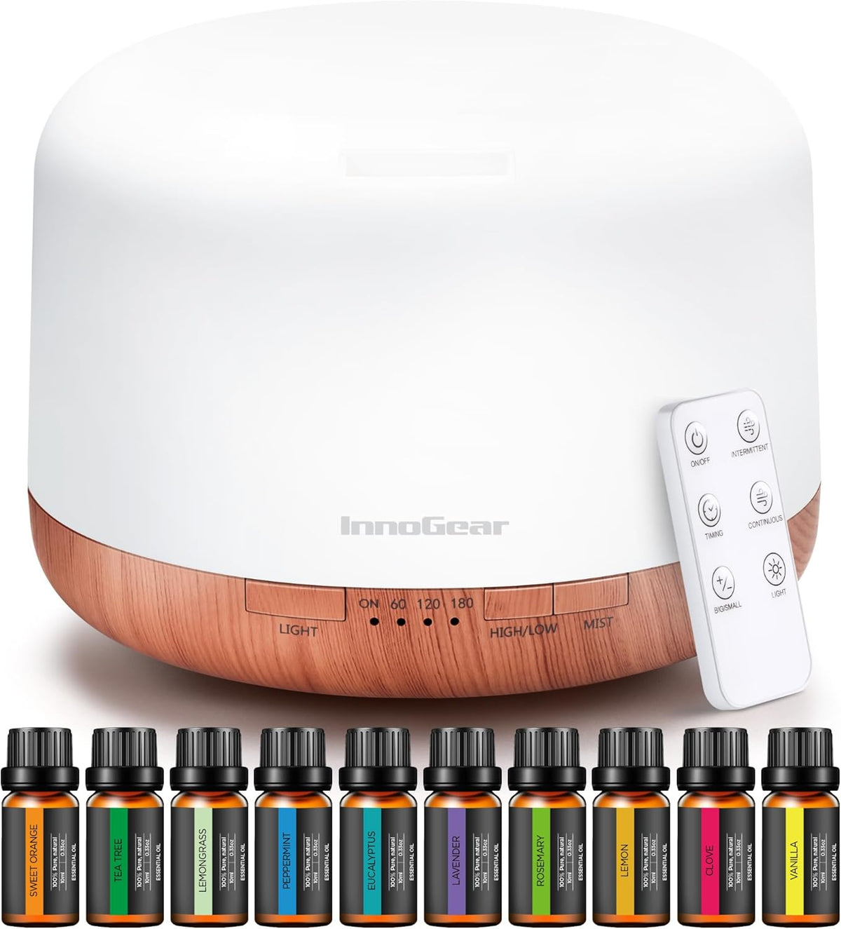 InnoGear 500ml Aromatherapy Diffuser for Home 10 Essential Oil Set, Yellow