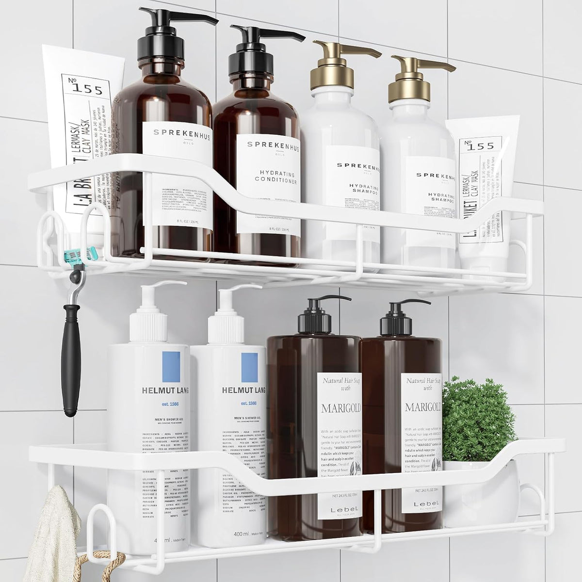 Kitsure Shower Caddy, Adhesive Shower Organizer, Large, Black