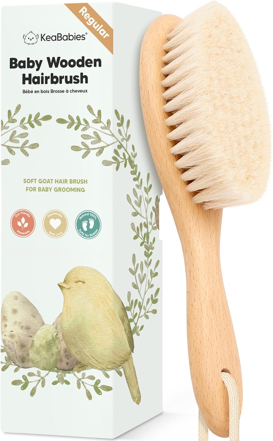 Wooden Baby Hair Brush for Toddler, Infant Cradle Cap (Walnut, Regular)