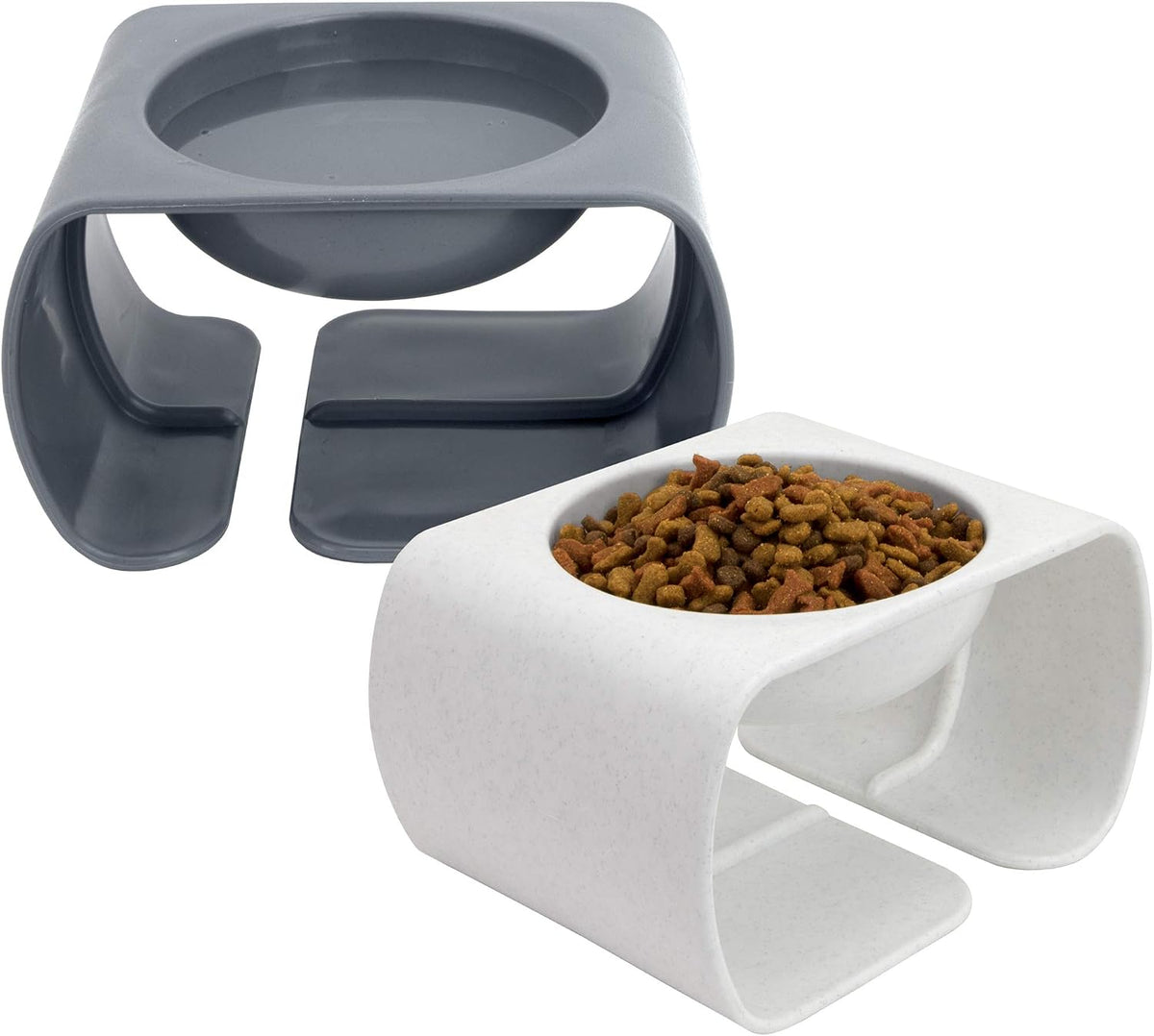 Kitty City Elevated Cat Bowls (Set of 2), Whisker-Friendly Raised Cat Food & Water Dishes, Modern Pedestal Design, Dishwasher Safe, 6.5 oz Each – Teal & Light Pink