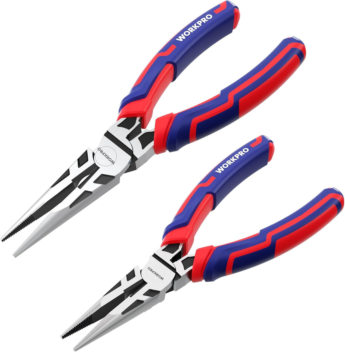 WORKPRO Premium 8” Needle Nose Pliers, Paper Clamp Precision, Heavy-Duty CRV Steel, Large Soft Grip with Wire Cutter, Long Nose Cutting Pliers, W031269