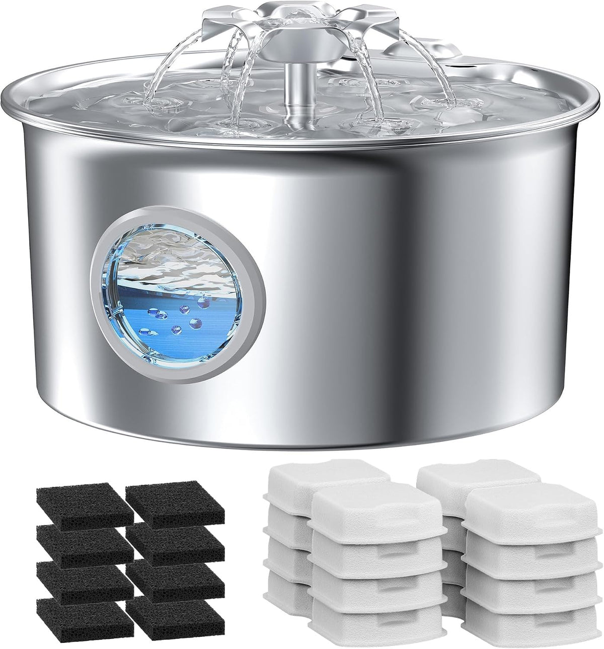 Stainless Steel Cat Water Fountain: 88oz/2.6L Pet Fountain for Drinking