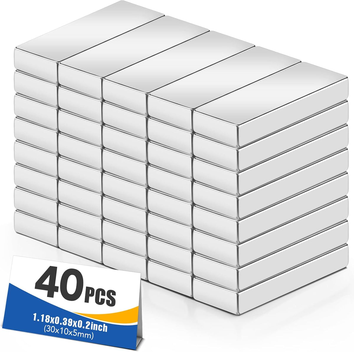 MIKEDE Strong Neodymium Magnets with Adhensive Backing 60x10x3 mm, 5 Pcs