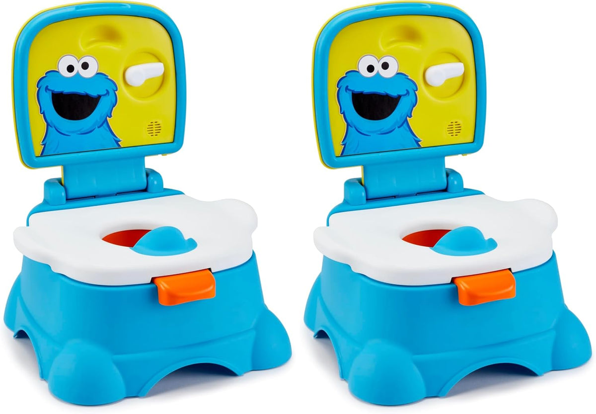 Sesame Street Elmo Hooray 3-in-1 Potty Training Toilet Seat and Step Stool, Easy to Clean Design with Flush Handle and Sounds, Portable and Great for Travel, Perfect for Toddler Boys and Girls 1-3