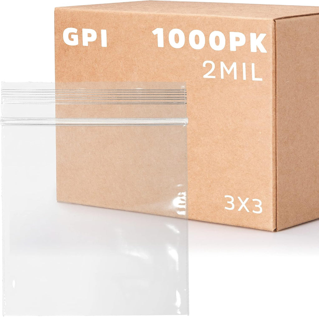 GPI - 1000 Count, 2" x 3" Clear Plastic Resealable Zip Bags, Bulk 2 Mil, Strong & Durable Poly Baggies with Resealable Zip Top Lock for Travel, Storage, Packaging & Shipping