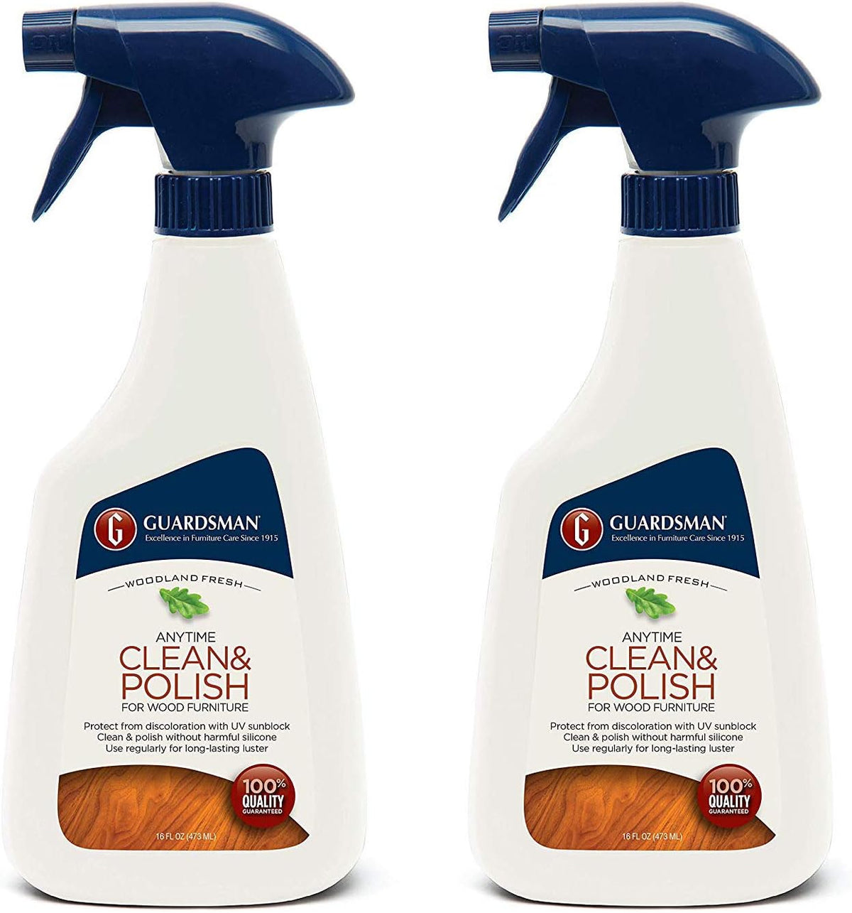 Guardsman Anytime Clean & Polish Wood Cleaner & Furniture Polish for Cabinets, Tables, and Other Wood Surfaces, Spray Bottle, Woodland Fresh, 16 Fluid Ounces