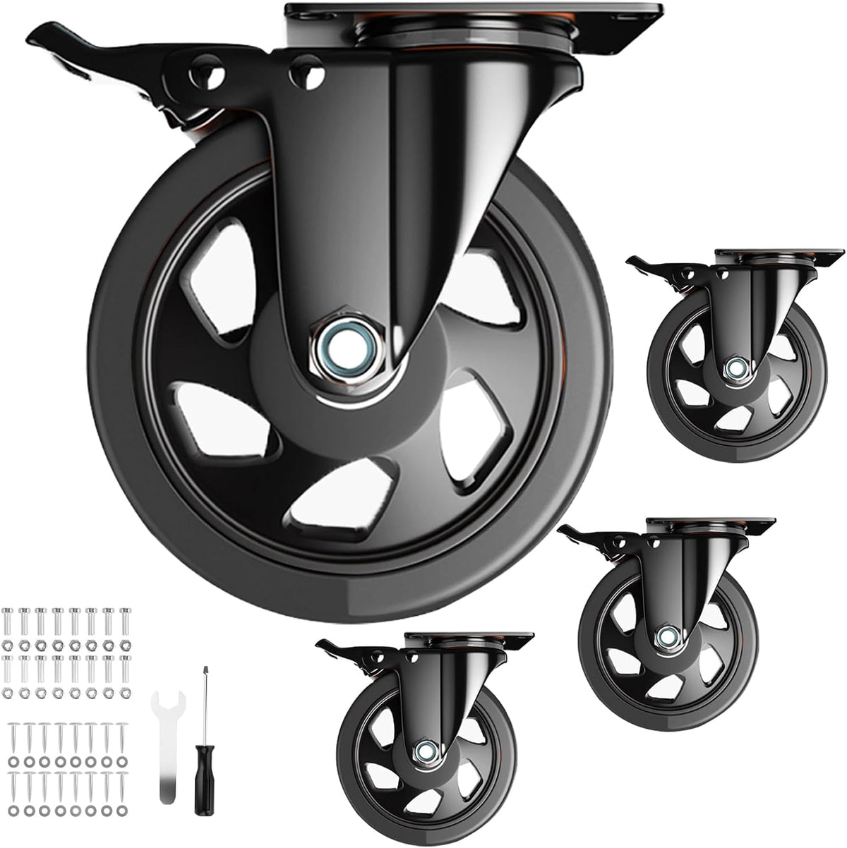 YUPEZOP 4 Inch Caster Wheels, Casters Set of 4 Heavy Duty with Brake