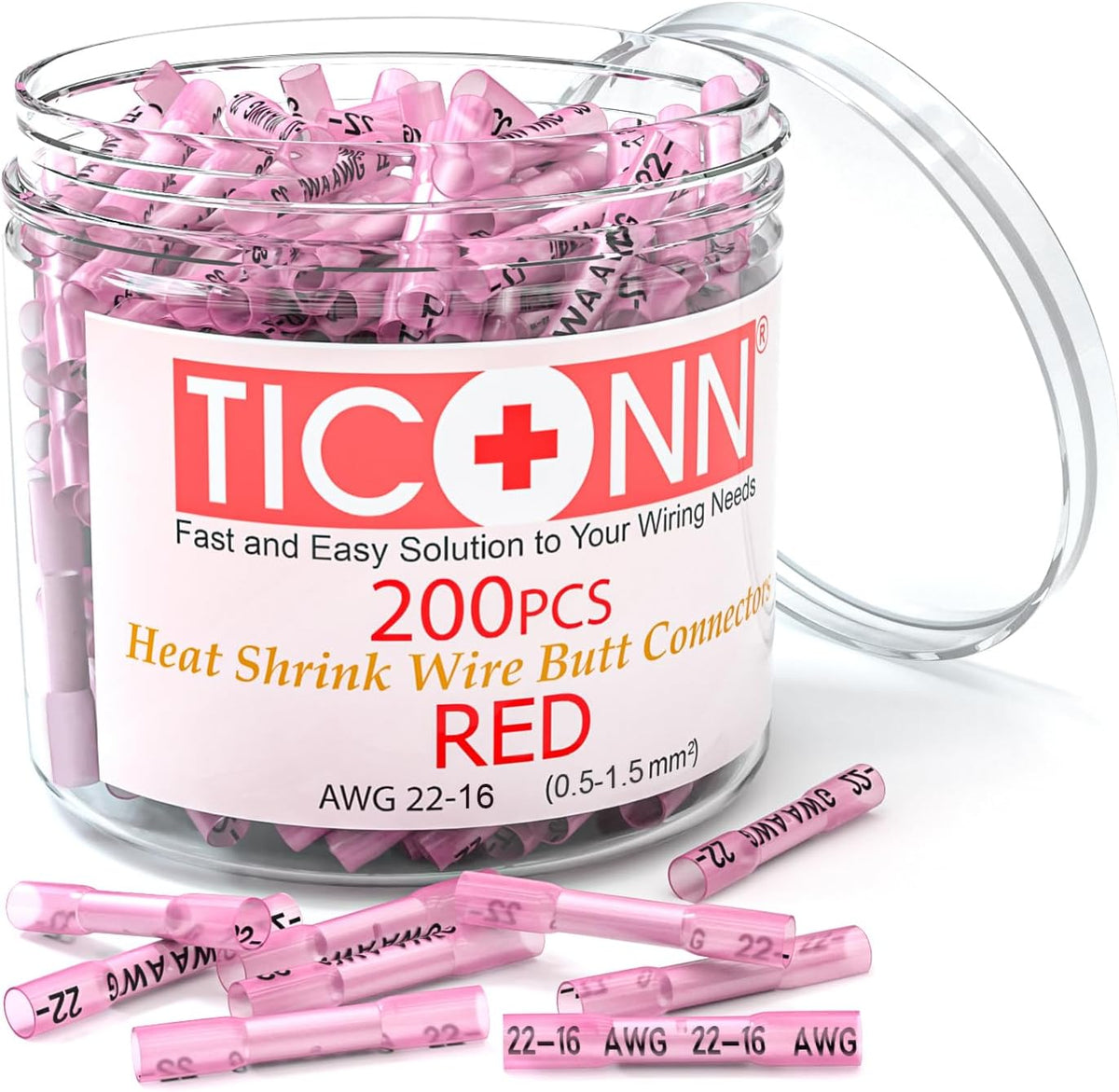 TICONN 100PCS Heat Shrink Butt Connectors, Crimp Wire Connectors Kit