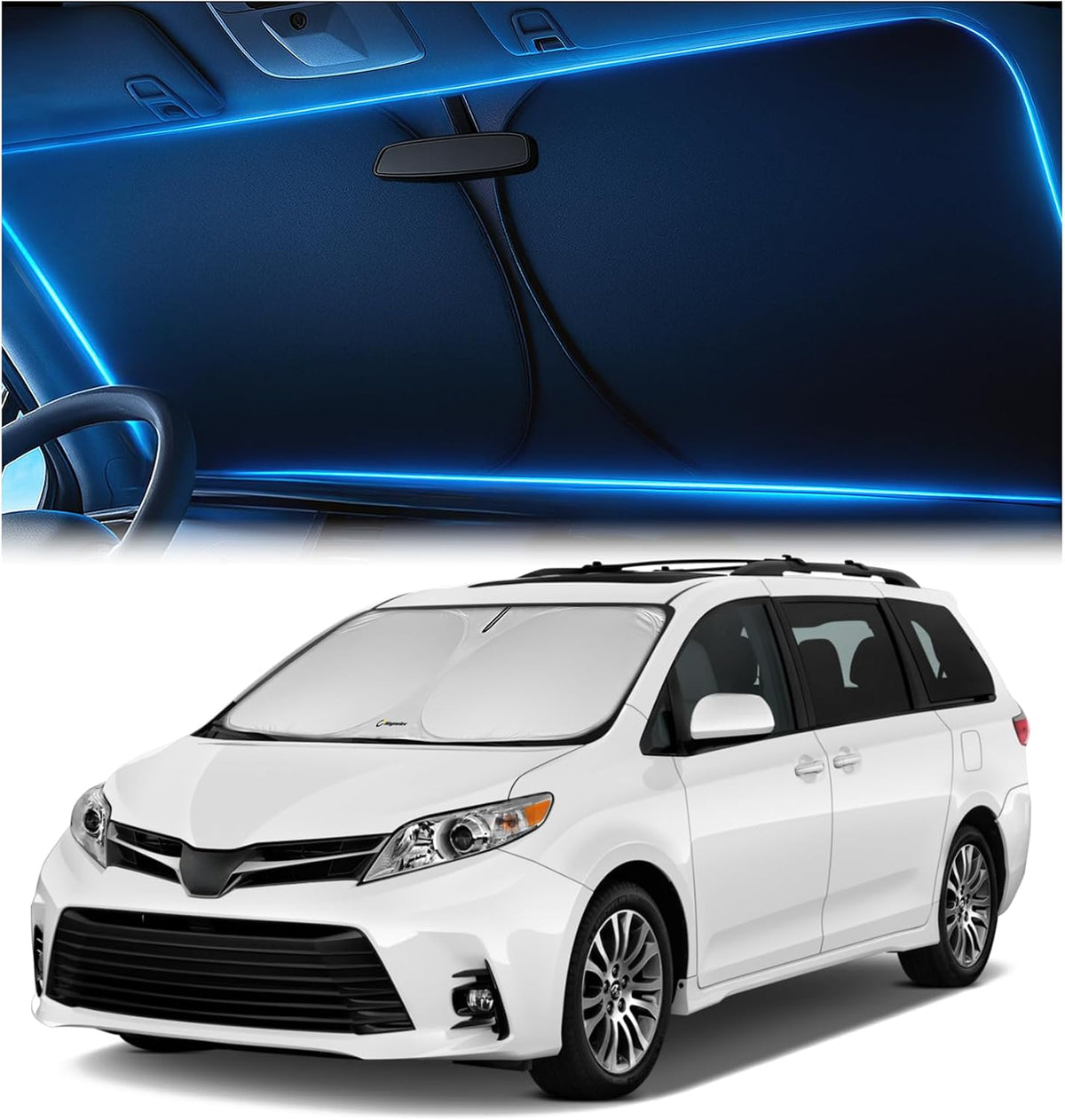 Magnelex Windshield Sun Shade for GMC Sierra 1500 2500 3500 (SLT AT4 Denali) 2019-2026, Foldable Car Window Sunshade, Heat & UV Visor Cover, Reflective Front Shades Accessories