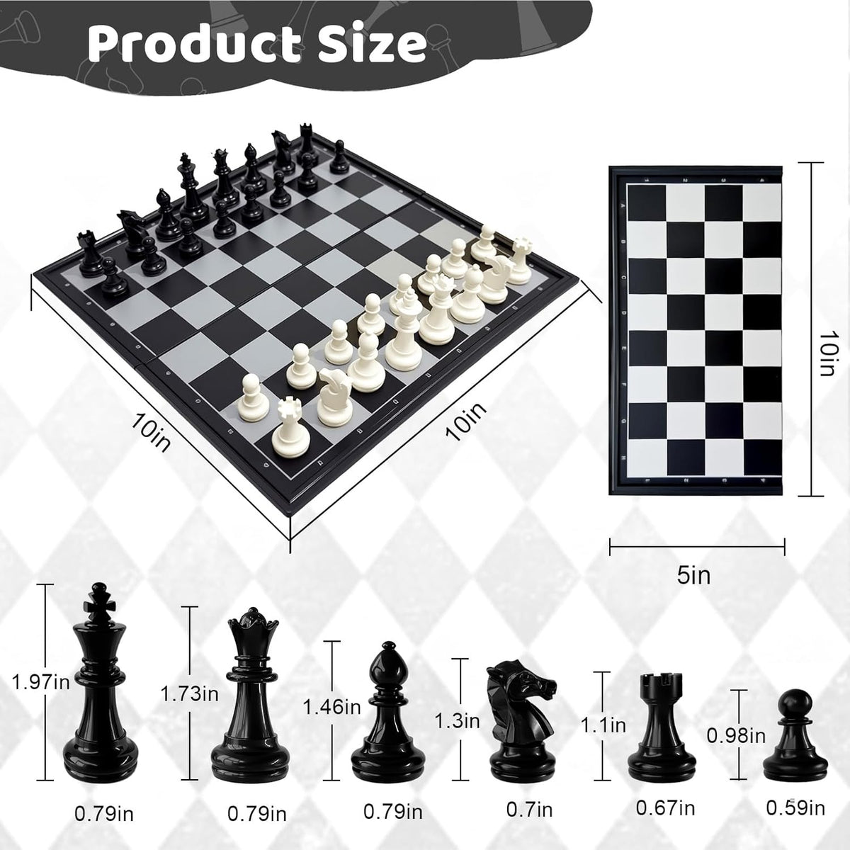 Travel Chess Set, 10 inch Magnetic Chess Board with 2 Extra Queen Portable Folding Board Chess Games for Kids, Adults