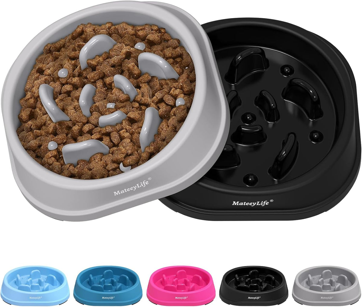 MateeyLife 2-Pack Slow Feeder Dog Bowls, 2 Cups, Dog Puzzle Feeder Bowl | Food-contact safe, dishwasher safe, non-slip base, maze design, for fast eaters, for dogs and cats, daily mealtimes