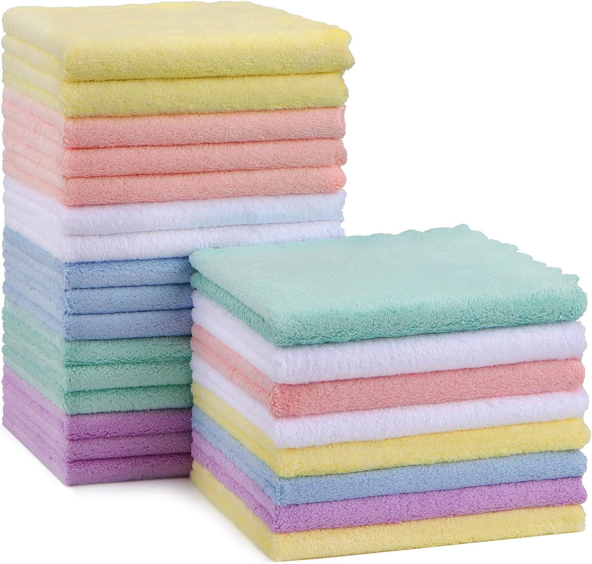 HOMEXCEL Baby Washcloths 24 Pack Microfiber Coral Fleece Soft Wash Cloths