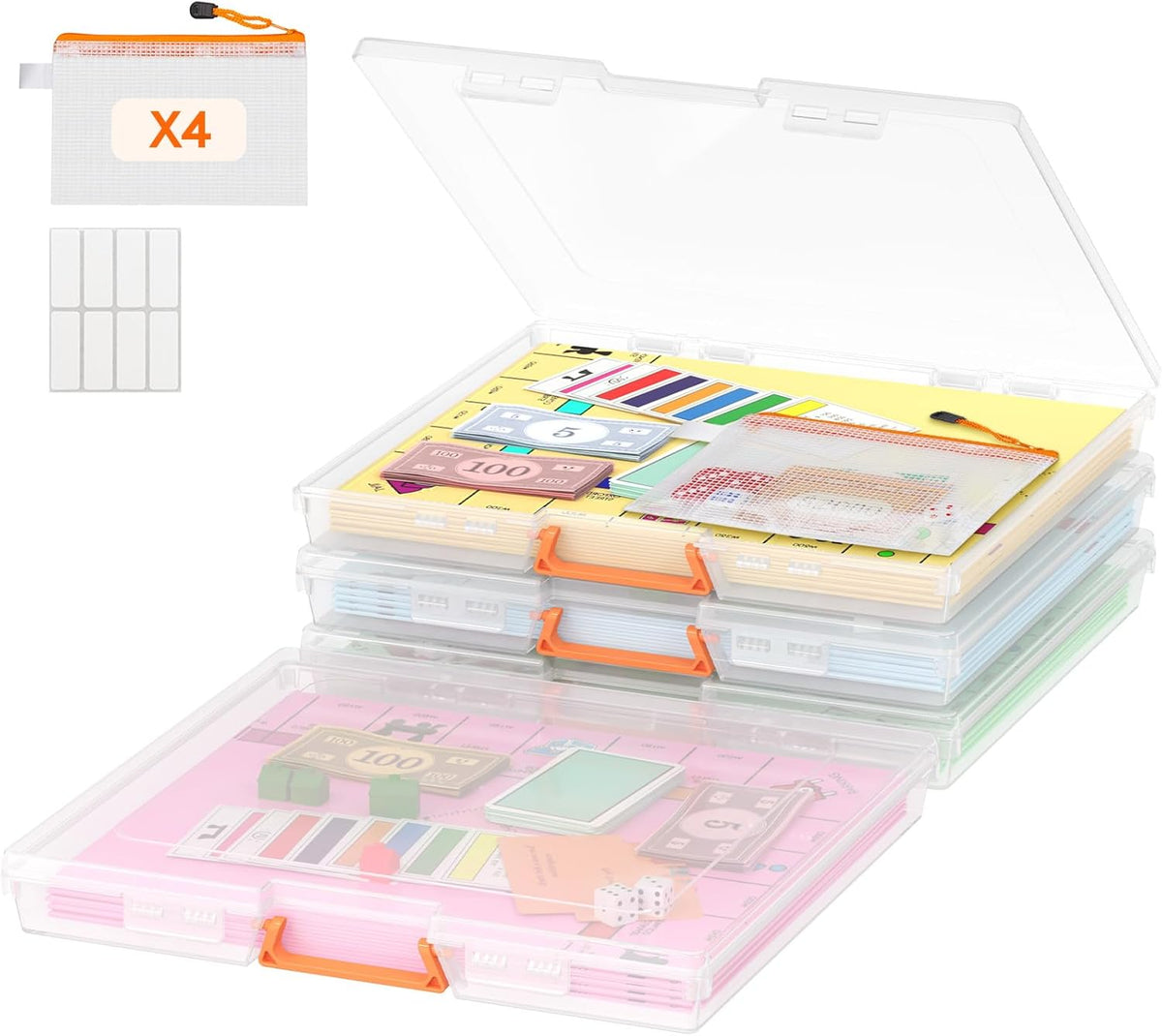 Lifewit Board Game Storage Containers with Handle, 12.2''x10.6'', 6 Pcs