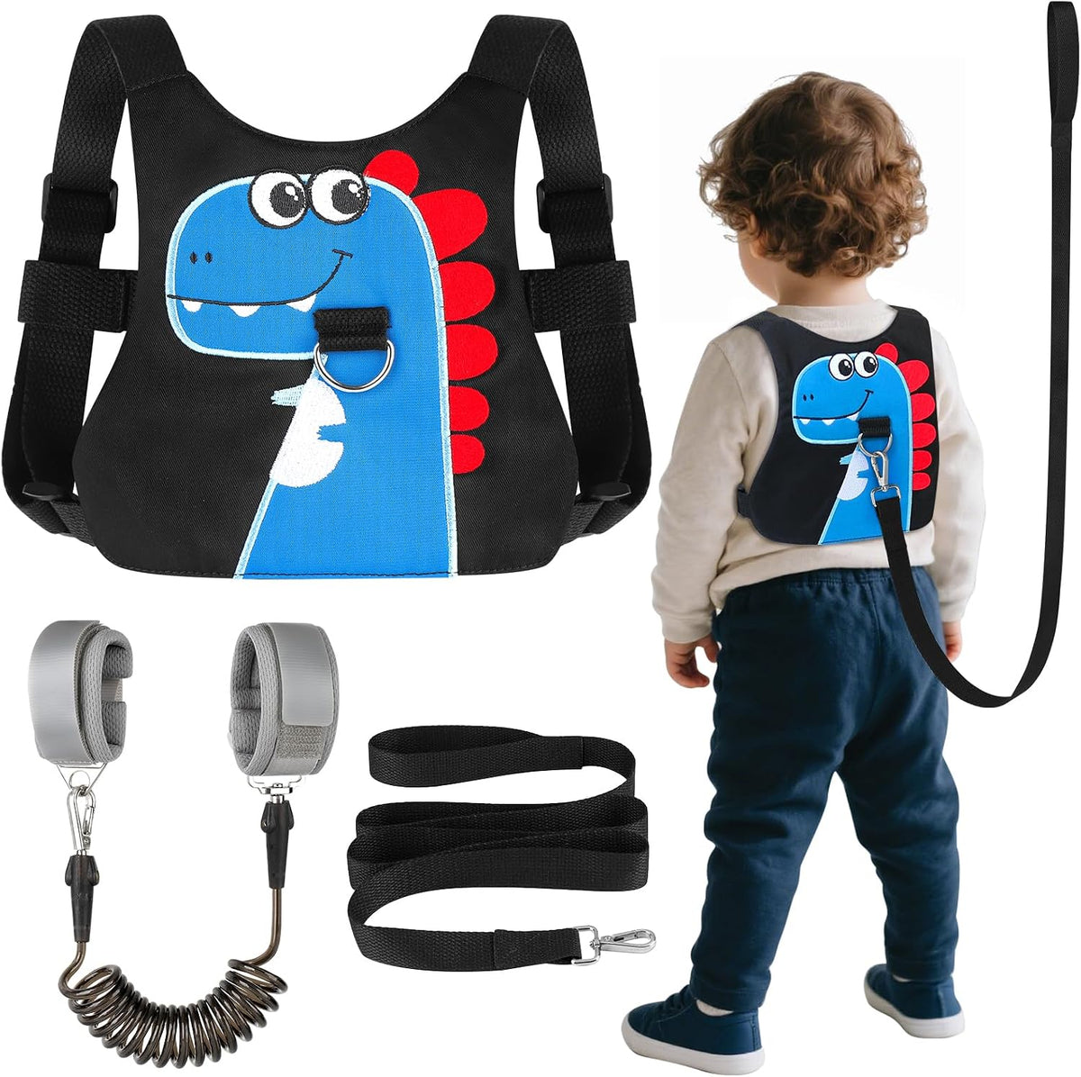 Toddler Leash-Baby Walking Safty Harness and Child Anti Lost Wrist Link for Girls/Boys Travel (Green)