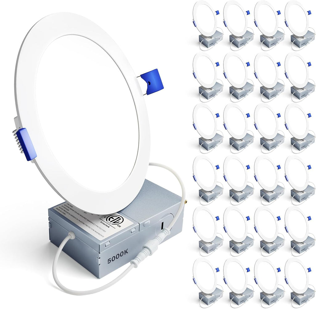 Ensenior 24 Pack 6 Inch LED Recessed Ceiling Light, 5CCT, 1200LM 12W 120V