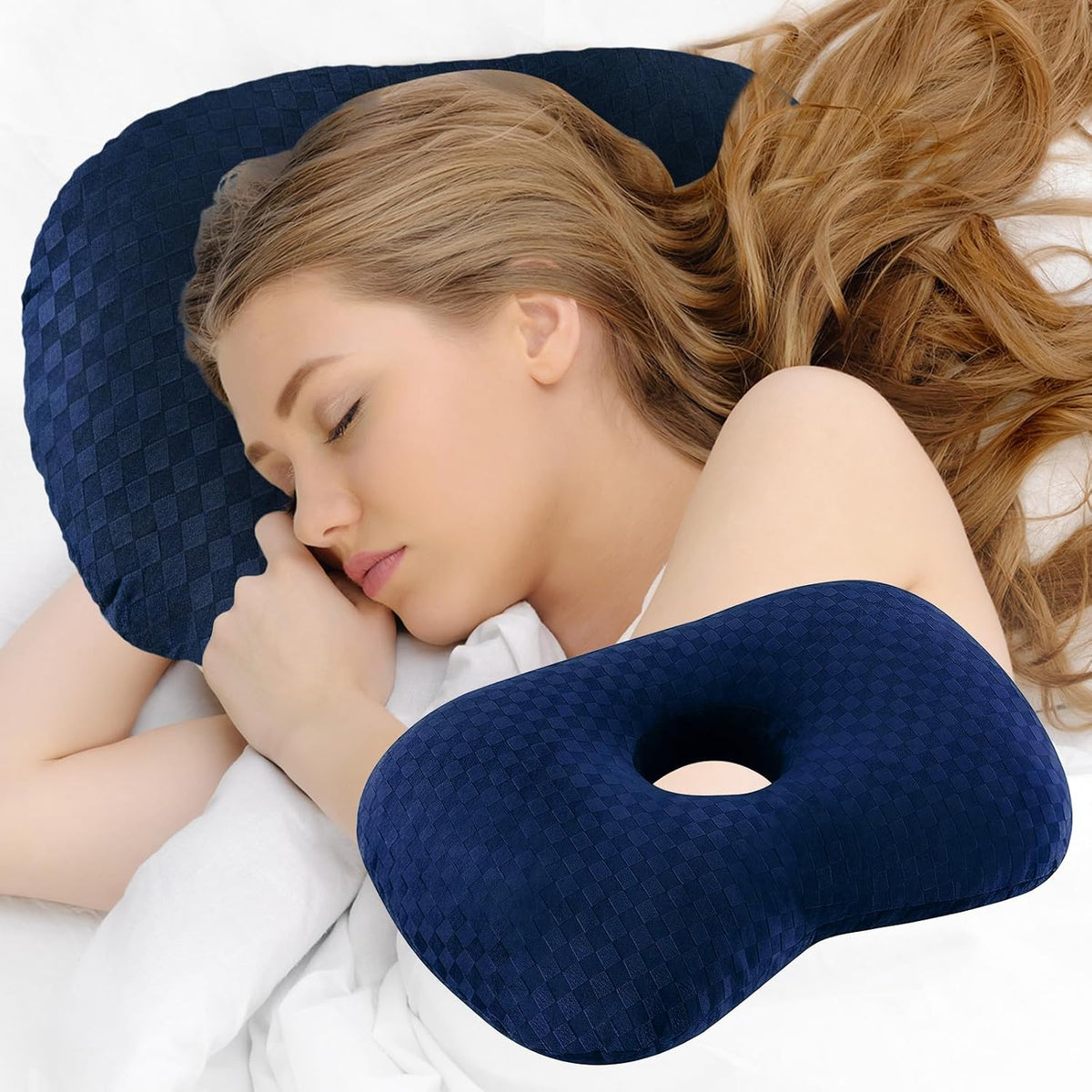 Ear Piercing Pillow, Ear Pillow with Ear Hole for Side Sleepers