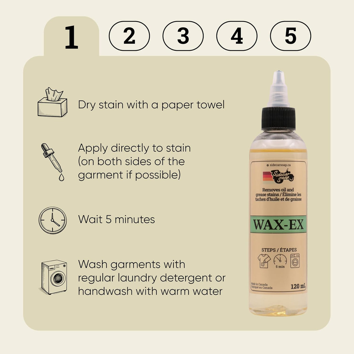 WAXEX Oil and Grease Stain Remover for Clothes - Sidecar Soap