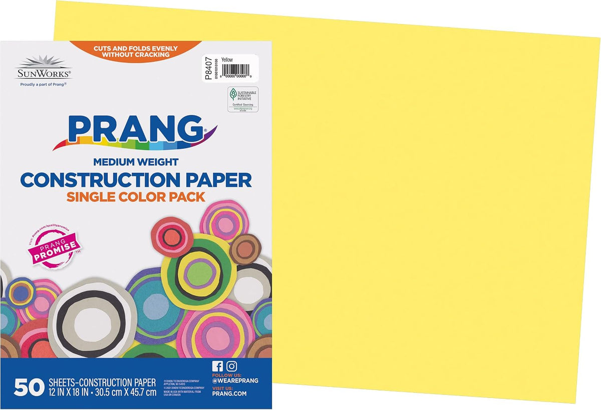 Prang (Formerly SunWorks) Construction Paper, 10 Assorted Colors, 12" x 18", 50 Sheets
