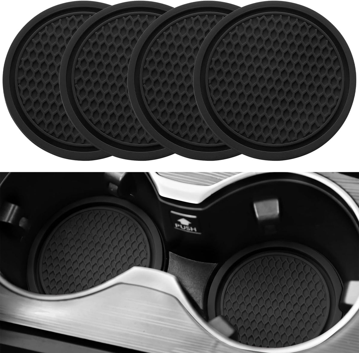 SINGARO Car Cup Coaster, 4PCS Universal Non-Slip Cup Holders Embedded in Ornaments Coaster, Car Interior Accessories, Red