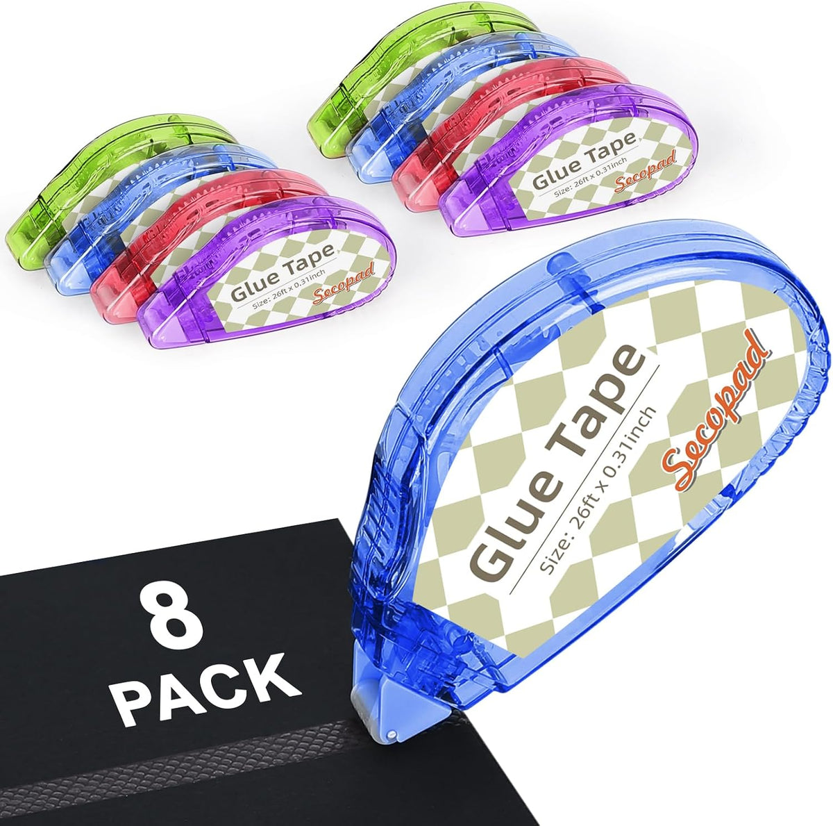 Secopad Scrapbook Tape, Glue Tape for Crafts, 4 Pack, Light-Colored Shell