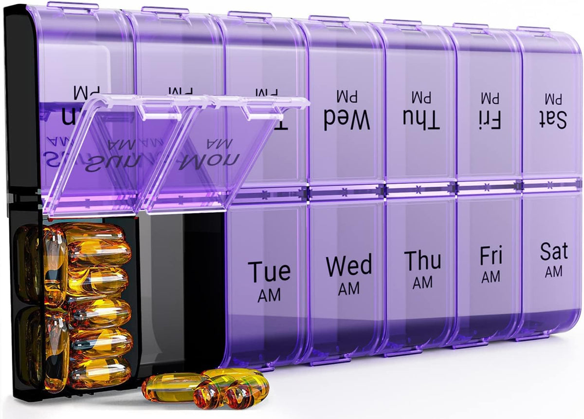 Extra Large Pill Organizer 2 Times a Day，Made for Seniors & High-Dose Users