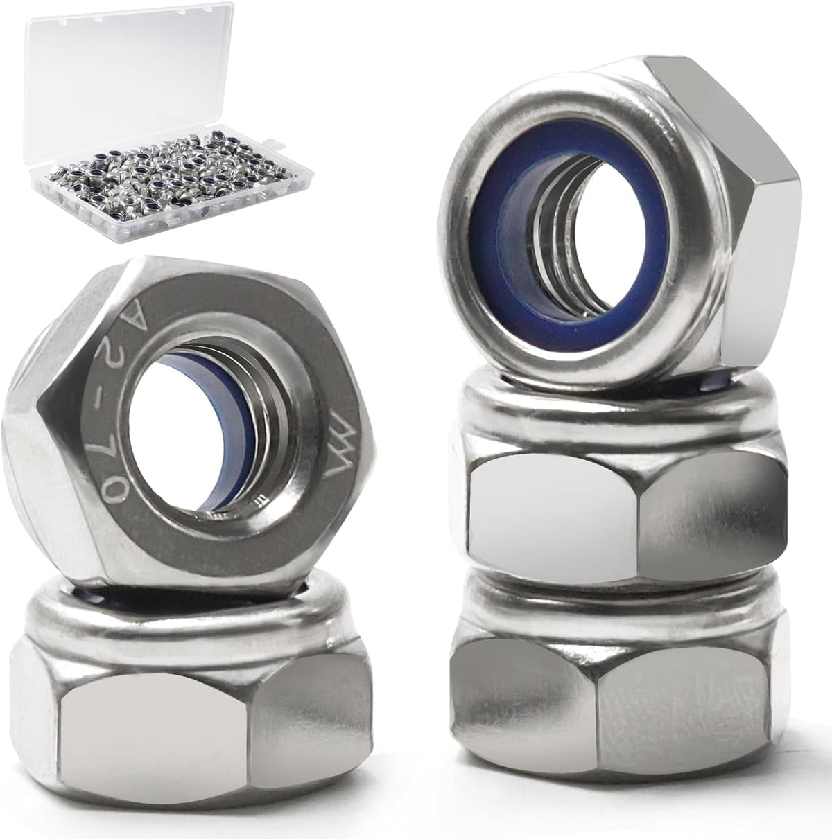 1/4-20 Lock Nut, 110Pcs Stainless Steel Nylock Insert Locking Nuts
