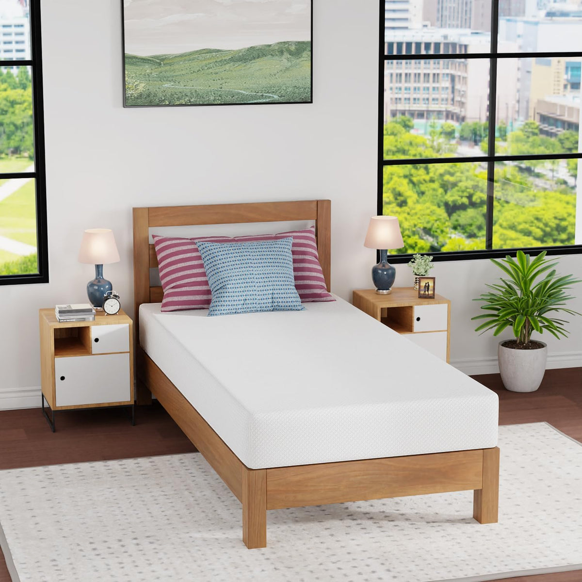 FDW | 8 Inch Twin Mattress | Medium Firm | Gel Memory Foam | White