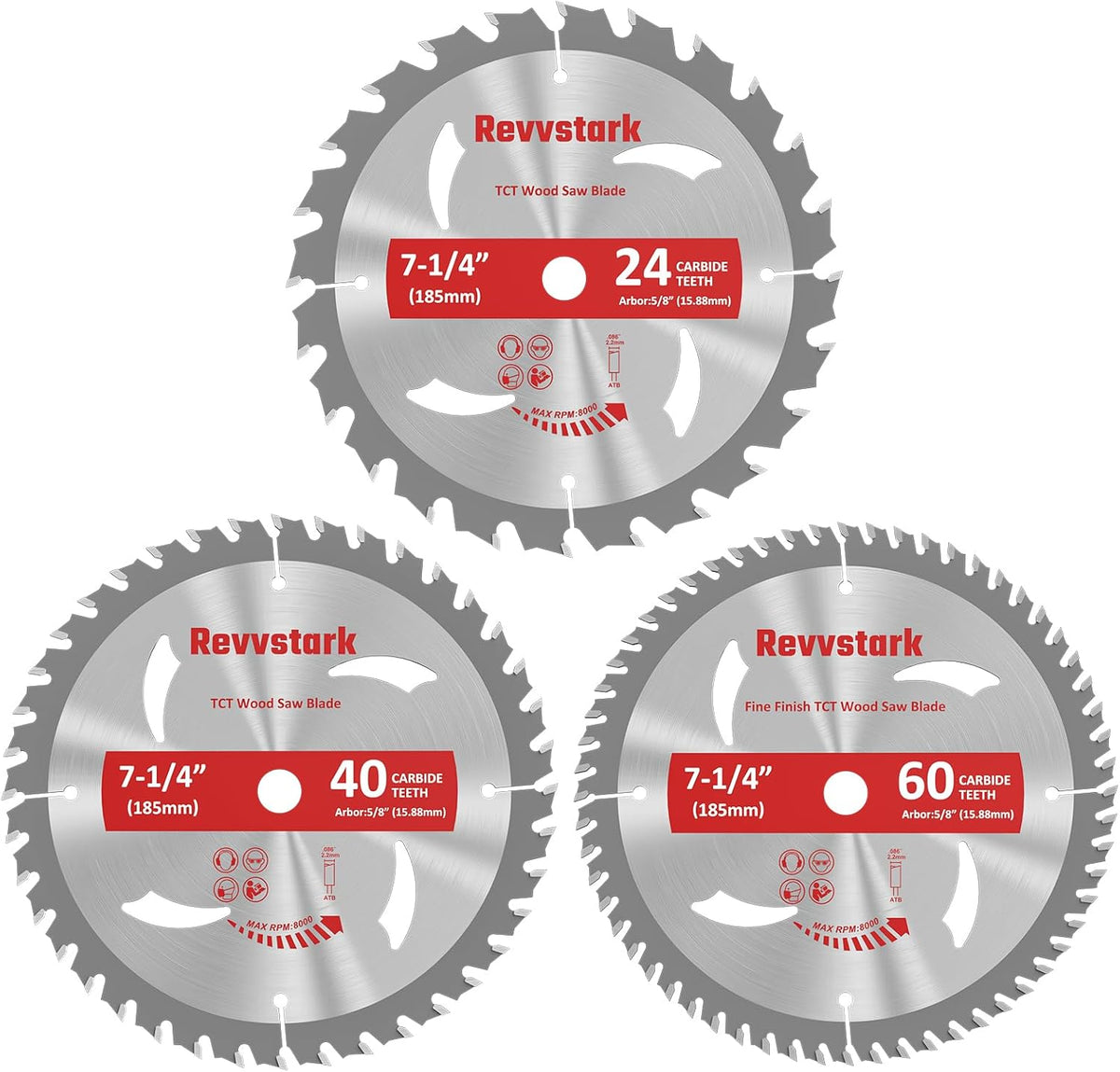 Circular Saw Blade 6-1/2" 24T&60T for Cutting Wood, 5/8" Arbor